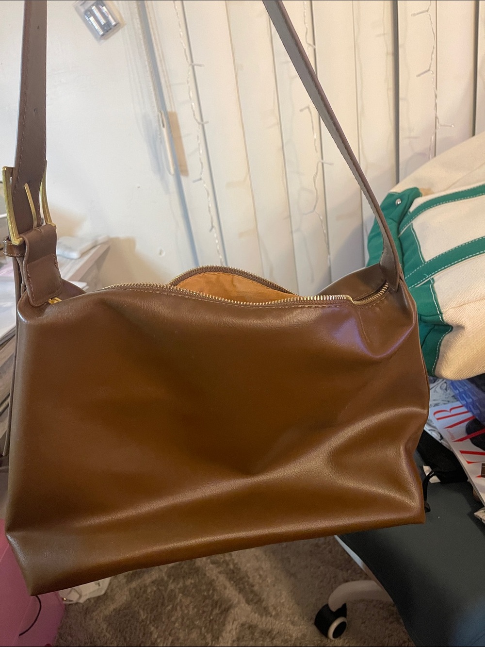 Brand new Brown tan Faux Leather Crossbody Tote - Women Bags